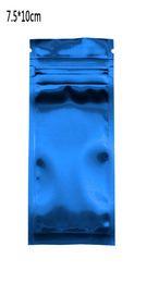 100 pcslot 75x10 cm bleu brillant Mylar feuille sac d'emballage thermoscellable fermeture éclair papier d'aluminium auto-joint de qualité alimentaire emballage pochette de stockage 7185115