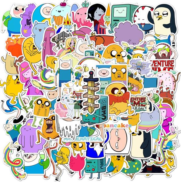 100 pièces Adventure Time mignon dessin animé autocollants Graffiti jouet étanche ordinateur portable bagages Scrapbook planche à roulettes autocollant pour Kid8987510