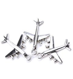 100 pcslot antique argent alliage avion avion charmes pendentifs pour bijoux à bricoler soi-même faisant des résultats 27x21mm4889794