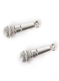 100pcslot Ancient Silver Alloy Music Microphone Charms Pendants For DIY Bijoux Faire des résultats 25x8m8677076