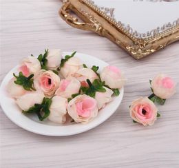 100pcslot Artificial Rose Flower Head Simulación Flor de seda Diy Decoración de bodas Corona de flores de rosa1720644