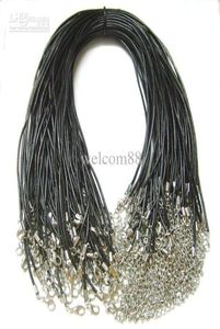 100pcslot Noir 2 mm réel Collier en cuir fil Cordon pour bricolage Craft Fashion Jewelry Gift W27242000