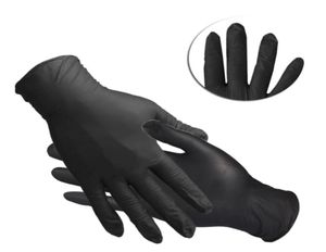 100pcslot Guantes de nitrilo desechables de látex negro