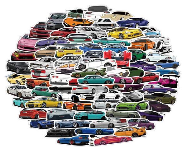 100pcslot Cartoon JDM Retrofit Racing Car Graffiti Pegatinas Papetas portátiles Equipaje de guitarra Bike Skateboard Peglina impermeable Toys6218689