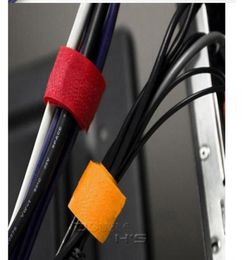 100pcslot colorido reutilizable Nylon cinta mágica gancho lazo Cable lazos ordenado correas organizar NEW5632249