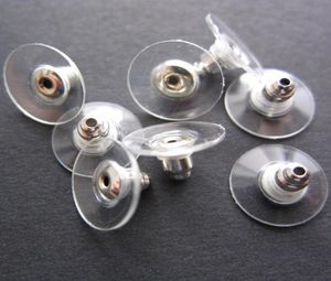 100 pcslot koper plastic oorrang achterstop bevindingen sieraden maken materiaal goud zilveren kleur metalen oorpluggen accessoires7473198