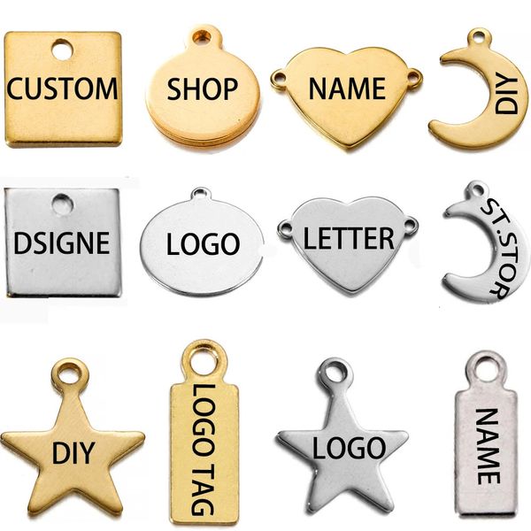 100PCSLOT Nom de gravure laser personnalisé Collier personnalisé en acier inoxydable Collier vierge Charms Bijoux Wholesale 240507