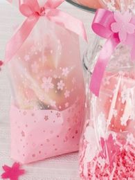 100pcslot biscuit biscuit diy sac biscuit biscuit transparent bancs de cerisier rose sac-cadeau sac de plastique sacs en plastique pour le mariage 7407210