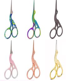 100 pcSlot Duurzame roestvrijstalen vintage klassieke borduurschaar 94 mm Nail Art Stork Crane Bird Scissor Cutters Styling Tool9477661