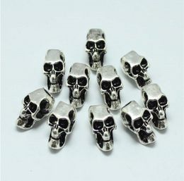 100pcslot Evil Skull Heads Skelet Zinklegering Big Hole Charm Kralen Fit Europese Ketting Armband paracord accessorie9875047