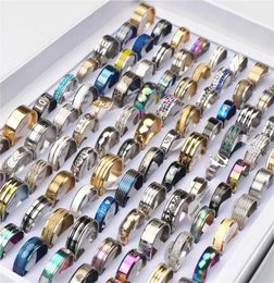 Bagues d'amour multicolores en acier inoxydable pour femmes et hommes, lot de 100 pièces, cadeaux de fête de styles différents, bijoux Whole1264183