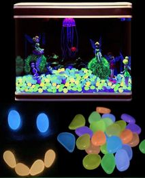 100pcslot Fluorescerende Steen Tuin Decor Lichtgevende Stenen Glow In Dark Decoratieve Kiezels Buiten Aquarium Decoratie Pebble Rock7831473