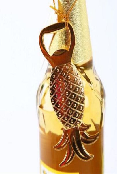 100pcslot Gold Tropical Pineapple Bottle Opender Beach Bridal Wedding Favors Souvenir Cadeaux d'événement Party Supplies7343298