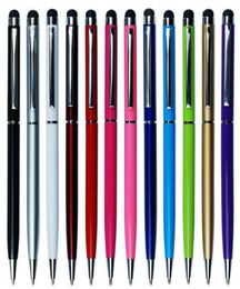 100Pcslot haute qualité 2 en 1 stylet tactile stylo tactile capacitif en cristal coloré pour smartphone universel téléphone Android9639862