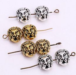 100pcslot métal leone lion perles de tête de perles d'espaceur charmes pour bijoux diy fabriquant un sliver plaqué d'or plaqué 11x12 mm7643295