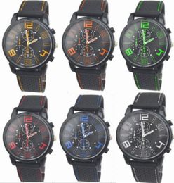 100pcslot mix 6colors hommes causaux sport pilote militaire Aviator Army Silicone GT Watches RW0181617269