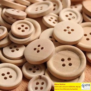 100 pcslot gemengde houten knopen natuurlijke kleur ronde 4 gaten naaien plakboeking diy knopen naaimakjes groothandelsprijs