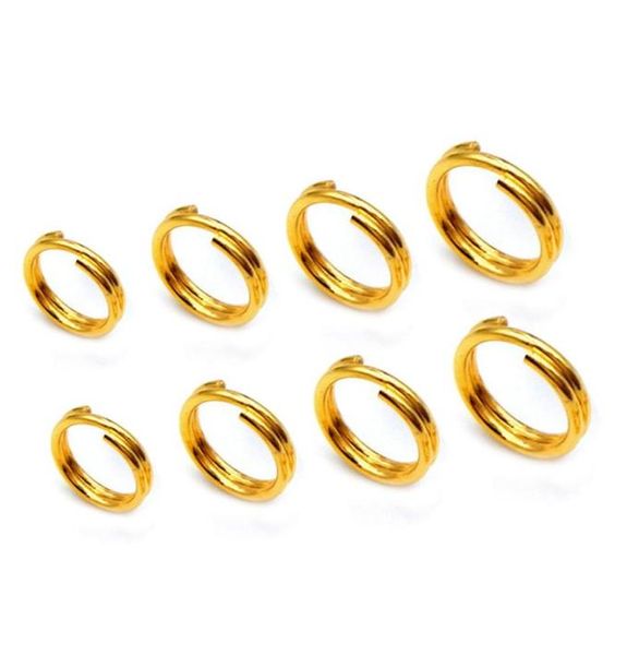 100pcslot New Fashion 3 4 5 mm Chaînes de clés en acier inoxydable anneaux de saut ouvert boucles Double boucles de couleur Gold Connecteurs pour bijou7431907