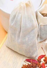 100pcSlot herbruikbare katoenen theezakjes lege ongebleekt zeef zakken filtertassen kruiden brouwbrouwsel los blad infuser voor thuiskantoor reizen5334157