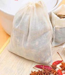 100pcslot bolsas de té de algodón reutilizables bolsas de filtro de colador sin blanqueo Herb infusor de hojas sueltas para viajes en casa 4523676