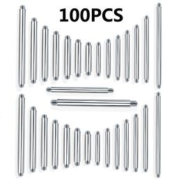 100pcslot en acier halton droit anneau de boucle d'oreille étalons de la langue de langue Remplacement de piercing 14g 16g accessoires tige uniquement sans extrémités 240409