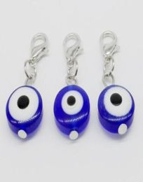 100pcslot Turkish Blue Evil Eye Charms Lobster Clasp bengelen Charms hanger voor armband Des sieraden maken Bevindingen Bead 32x11mm6072506