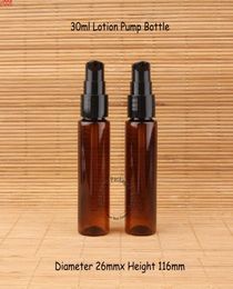 100pcslot plastique entier 30ml ambre lotion pompe bouteille avec eau 1oz femmes maquillage conteneur portable voyage rechargeablehaut qt8530474
