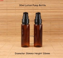 100pcslot plastique entier 30ml ambre lotion pompe bouteille avec eau 1oz femmes maquillage conteneur portable voyage rechargeablehaut qt6512828