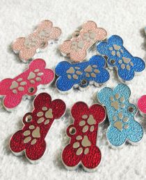 100 stuks slot Zinklegering Bone Pet ID Tags Drip Verwerkt Gezicht Blank Hond Identiteitstags Whole4048818