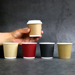 100pcspack 4oz tasse en papier jetable Kraft tasse à café boire des fournitures de fête 240122