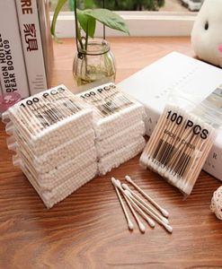 100pcsPack Bamboe Wattenstaafjes Wattenstaafjes Medische Oorreiniging Houten Stokken Make-Up Gezondheid Gereedschap Tampons Cotonete6261293