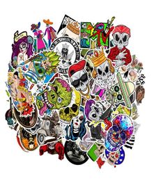 100 pcspack kleurrijke schedel spook punk skelet sticker waterdichte stickers voor waterfles laptop planner plakboek muur SK4899978