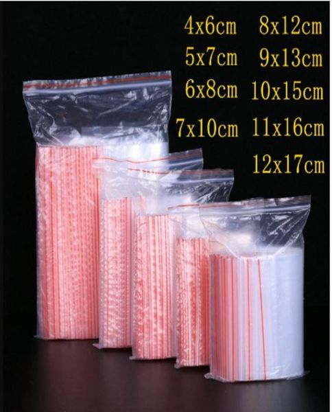 100pcspack Small Lock Lock Sacs en plastique reclosables sac transparent sac ￠ chaussures ￠ vide sac de rangement en poly