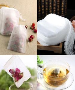 100pcspack Teabags 55 x 7cm Sacs de thé parfumés vides avec papier filtre à guérison à cordes pour le thé en vrac aux herbes EEA21893658689