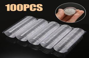 100 pcset 27 mm ronde muntcapsules munten opslagcase doos container plastic munten houder weergaven voor 2 euro munt3119087