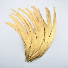 100 pièces / lot Gold Silver trempé de coq plumes pour l'artisanat 12-14 "/ 30-35 cm plumes de coq naturel