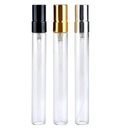 100 stuks / partij 10 ml Parfum Verstuiver Travel Spray Fles voor parfum Draagbare lege cosmetische containers met aluminium