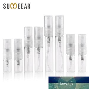 100 unids/lote 1ml 2ml 3ml 5ml mini botella de spray de vidrio para perfume botellas vacías recargables envases cosméticos botella de spray portátil