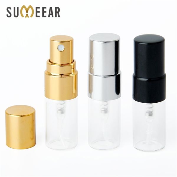 100 unids/lote 2ml Mini botella de Perfume recargable para muestra botella de Spray atomizador de Metal regalo de viaje portátil contenedor cosmético 220711