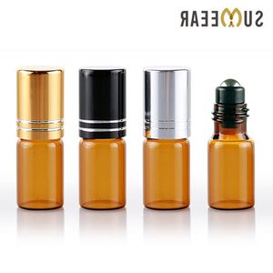 100 Stuks/partij 3ml amber glazen parfumflesjes Hervulbare Parfumflesje Met Roll On Lege Essentiële Oliën Nnxsg