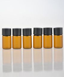 100pieceslot 2ML bouteille de parfum en verre brun pour huiles essentielles vide Contenitori cosmétique Vuoti pour soins personnels échantillon Jar5268227