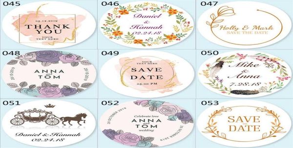 100ps autocollant personnalisé personnalisé autocollants de mariage Invitations sceaux bonbons faveurs coffrets cadeaux étiquettes sur adhésif blanc 210610246J3498107