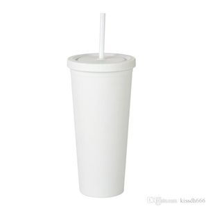 100psc 2oz Cups Matte Gekleurde acryltumblers met deksels en rietjes Dubbele muur Plastic Resuable Tumbler