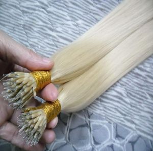 100s Remy Micro Beads Extensions van echt haar Europees 14 kleuren Peruaans maagdelijk haar Zwart Bruin Blond Piano Nano Ringhaar 100g6875489