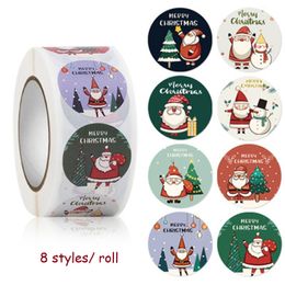 100Set Merry 1 "Pegatinas de Navidad Animales Muñeco de nieve Árboles Pegatinas decorativas Envoltura Caja de regalo Etiqueta Etiquetas de Navidad 8 estilos