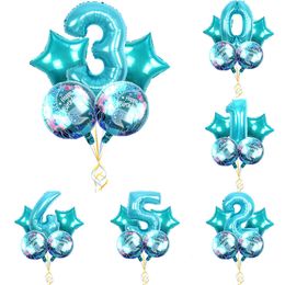 100sets 32 "Mermaid Party Ballons Set Mermaid Foil Ballonnen Kinderen Verjaardag Baby Shower Helium Globo's onder de SEA PARTY SPRIES