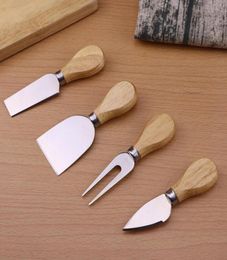 100sets 4pcSset Oak Wood Wood Handle Couteau Kit Fork Phel Kit Butter Spreper Greatrs for Cutting Baking Chezse Board Tools Tools9088559