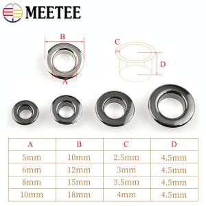 100sets Meetee 4-10mm 3Colors Metal Eyelet Buckles avec installateur Die Punch Tool DIY Vêtement