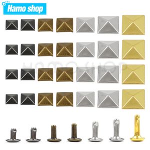 100sets en métal pyramide rivets cordons carrés et base rivet ronde pour sac d'artisanat en cuir chaussures de vêtements de vêtements