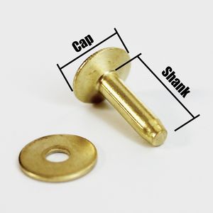 100Sets Solid Brass/Cobre Rivets con rebabas/arandelas para cuero